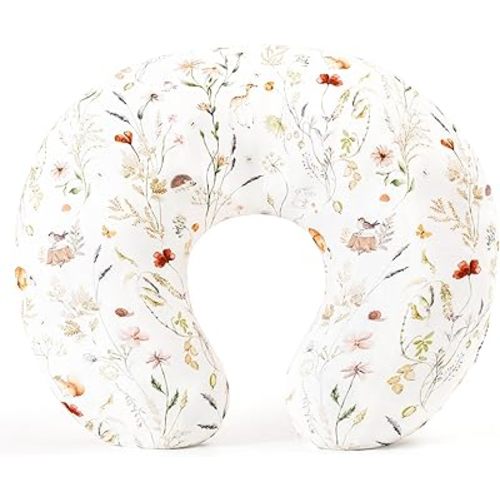 GRSSDER Reversible Nursing Pillow Cover, Ultra Soft Stretchy Minky Removable Nursing Covers Fitted for Breastfeeding Pillows Snug and Safe, Comfortable Slipcover for Girls, Stylish Original Print