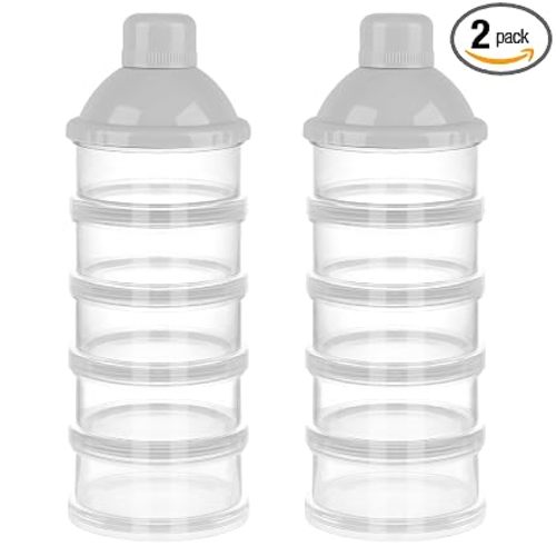 Accmor Formula Dispenser On The Go, 5 Compartments Stackable Formula Container for Travel, Baby Milk Powder Kids Snack Container, BPA Free