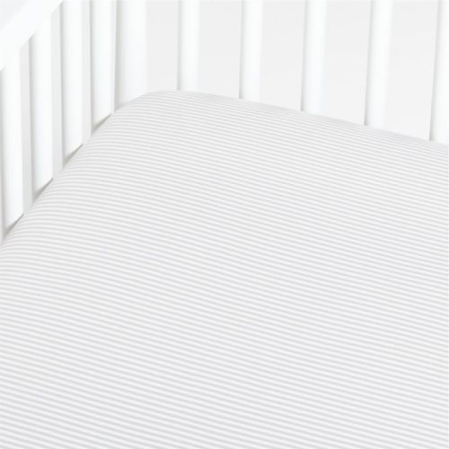 Baby's First Grey Stripe Organic Jersey Baby Crib Fitted Sheet