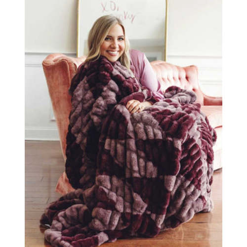 Hugs Shelby Mulberry Diamond Plush Blanket | Minky Couture