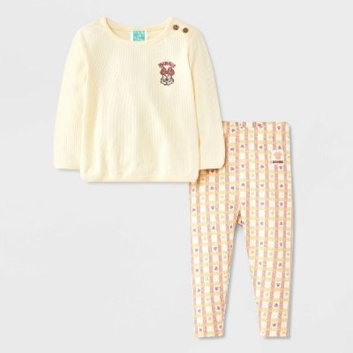Baby Girls' 2pc Disney Minnie Mouse Sweatshirt and Legging Pants Set - Beige 0-3M