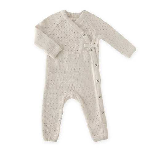 Pointelle Knit Kimono Romper - Natural