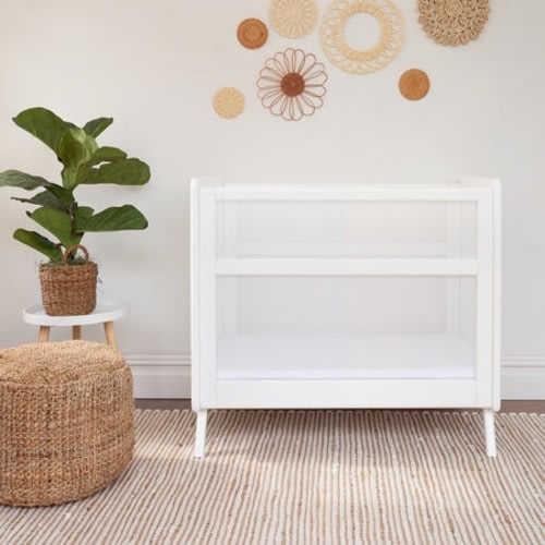 HALO White Wood Baby Mini Cribs with Mesh Walls