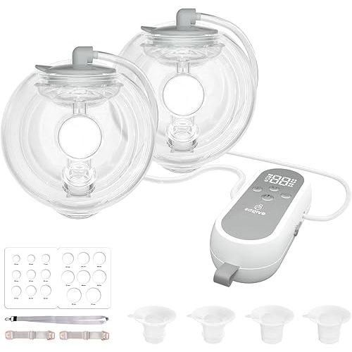 Wearable Breast Pump ABP-1308 | SPA-Level Comfort 3 Modes & 9 Levels Wearable Breastfeeding Pump, Low-Noise Electric Breast Pump Portable for Office & Home Use (27mm Shield, 21/24mm Flange)