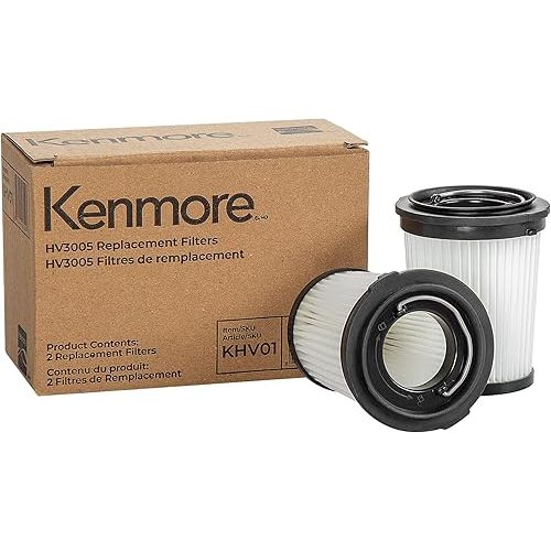 Kenmore KHV01 Washable Replacement Filters, 2 pack, for Cordless Handheld Vacuum Cleaner (Model: HV3005)