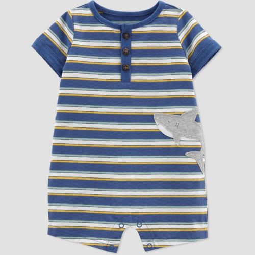Baby Boys' Shark Striped Romper - Just One You® made by carter's Blue