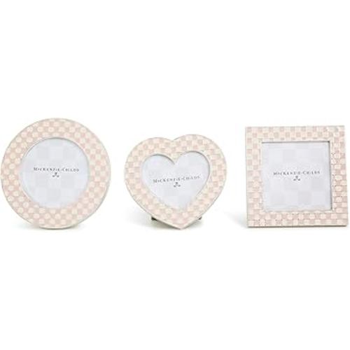 MACKENZIE-CHILDS Set of 3 Silver-Plated Frames, Cute Tabletop Decor, Celebrate Rosy