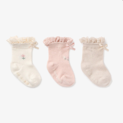 Floral Ankle Non Slip Baby Socks 3 pack – Elegant Baby