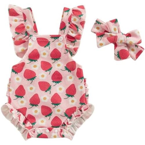 Mubineo Baby Girl Summer Clothes Ruffle Overall Romper Outfits Cute Sleeveless Overalls Rompers Newborn Outfit