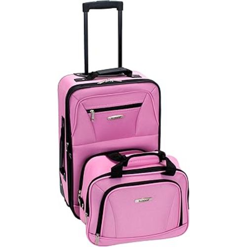Rockland Fashion Softside Upright Luggage Set, Expandable, Pink, 2-Piece (14/19)