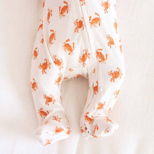 Bamboo Waffle Zipper Footies | Printed