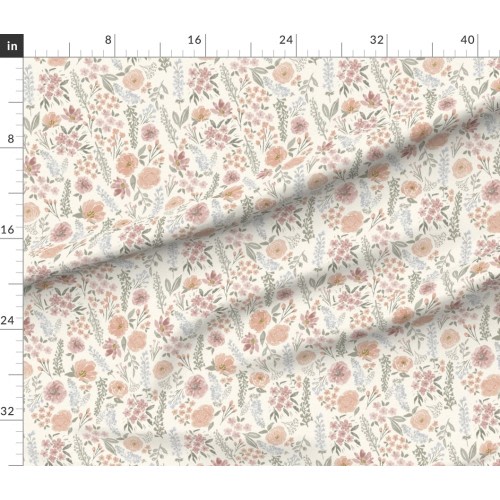 Fabric in CONSIDER THE WILD FLOWERS LIGHTER FOR WALLPAPER hand watercolour floral for