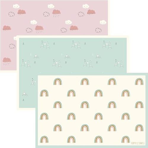 Disposable Placemats Baby - Pack of 45 BPA Free Table Toppers for Kids and Toddlers - Extra Sticky Travel Mat for Restaurant (Cream/Sage/Blush)