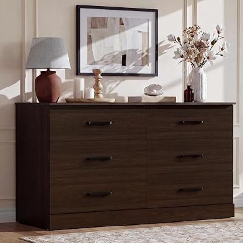 YESHOMY 6 Dressers for Bedroom, Chest of Drawers, Coffee Brown