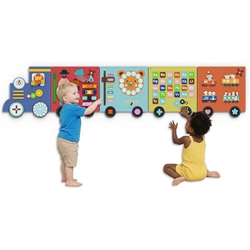BlueWood Felt Wall Busy Board Panels, Toddler Learning Activity Center, Montessori Philosophy Sensory, Educational Toys, Conducive to All-Round Development - Train