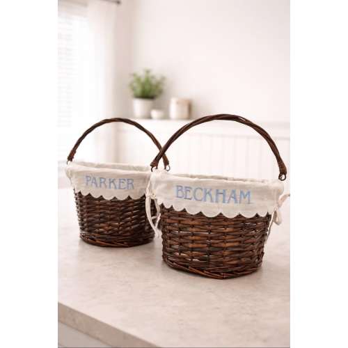 Personalized Easter Basket | Custom Embroidered Wicker Basket for Kids | Heirloom Spring Decor