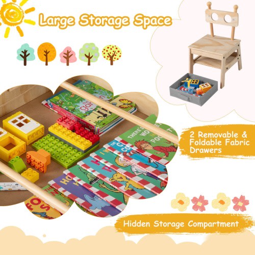 Costway Kids Table and Chairs Set 4 in 1 Children Activity Table with - See Details