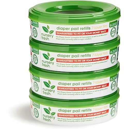 Nursery Fresh® Refill Rings for Diaper Genie® and Munchkin® Diaper Pails, Holds up to 1,088 Newborn Diapers, 4 Pack