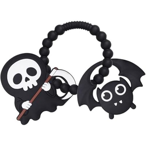 Baby Silicone Skeleton Death and Bat Teether Ring Toy,BPA Free