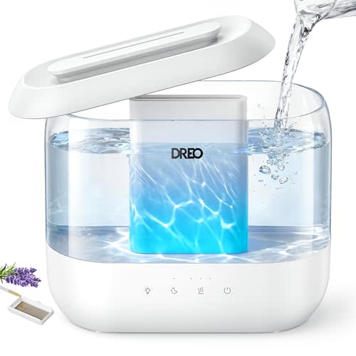DREO 4L Humidifiers for Bedroom, 36H Runtime, 28 dB Quiet, HM311 | Easy to Refill & Clean, BPA-Free, Nightlight, Supersized Air Humidifiers for Large Room, Baby Nurseries, Plants, Indoor