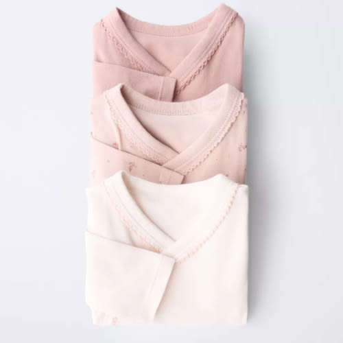 THREE-PACK OF KIMONO COLLAR FLORAL BODYSUITS, SOFT QUALITY - Pink | ZARA United States