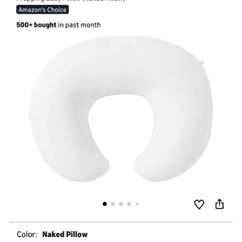 Nursing Pillow and Positioner, Breastfeeding, Bottle Feeding, Baby Sitting Support, Tummy Time Support for Baby Boys and Girls, Propping Baby Pillow (Naked Pillow)