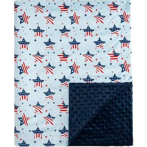 david's kids Micro Fleece Minky Baby Blanket for Boys Girls with Double Layer and Soothing Raised Dots, Breathable and Soft Lightweight Receiving Blanket for Newborns, 30x40 Inches, Flag
