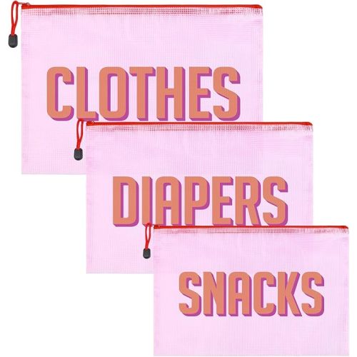 3pcs Hospital Bag Organizing Pouches for Labor and Delivery, Maternity Essentials Diaper Bag Organizer for Mom Travel (Pink, Large)