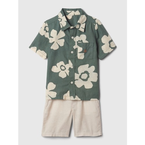 babyGap Linen-Cotton Outfit Set in green floral