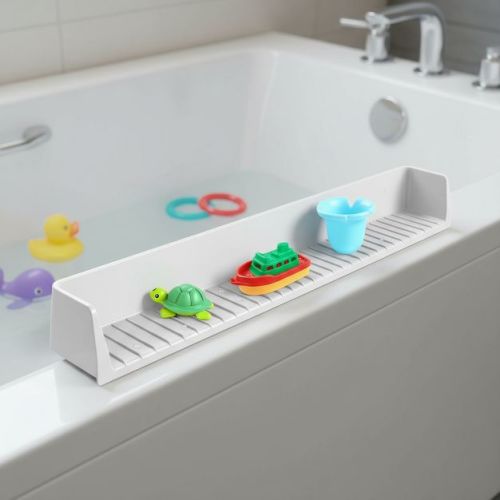 XINGHANZHENXUAN Silicone Bathtub Splash Guard with 11 Suction Cups | Bath Toy Holder & Play Shelf to Prevent Water Spill - Gray