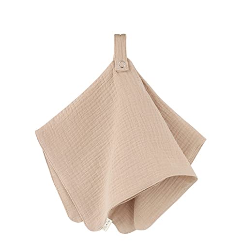 Ali+Oli Security Blanket for Baby (Sand) Pacifier Blanket Holder Made with Soft Muslin Cotton, Cuddle Blanket with Lead-Free Button Snap Closure, Pacifier Holder, Baby Blankets (15"x15")