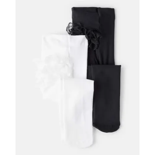 Baby Girl 2-Pack Tights - Black/White | Carter's