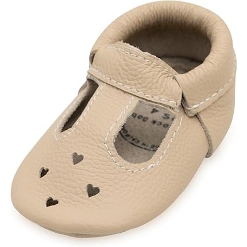 BirdRock Baby Mary Jane Moccasins - Genuine Leather Soft Sole Baby Girl Shoes for Newborns, Infants, Babies, and Toddlers