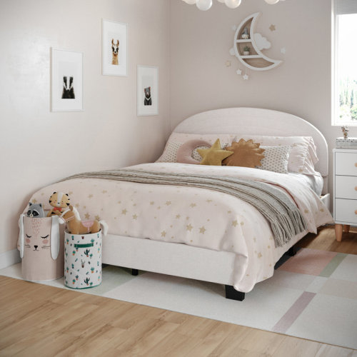 Isabelle & Max™ Aurey Upholstered Platform Bed Frame - Curved Stitched Headboard And Slat Foundation & Reviews | Wayfair