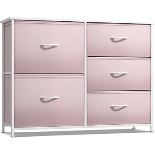 Sorbus Kids Dresser with 5 Drawers - Storage Chest Organizer Unit with Steel Frame, Wood Top & Handles, Tie-dye Fabric Bins for Clothes - Wide Furniture for Bedroom Hallway Kids Room Nursery & Closet