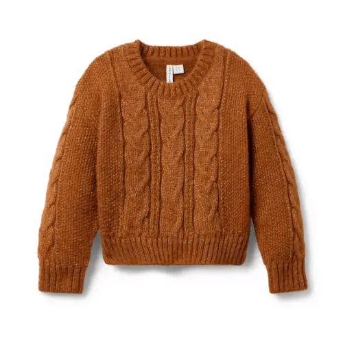 Girl Soft Cocoa Brown Sparkle Cable Knit Sweater by Janie and Jack