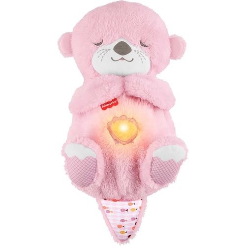 Fisher-Price Baby Toy Soothe ‘n Snuggle Otter Plush, Pink Portable Sound Machine with Breathing Motion & Lights for Newborns Ages 0+ Months