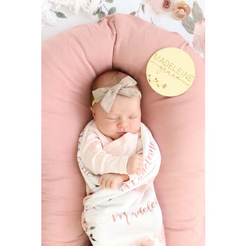 Millie's Dusty Rose Garden Personalized Baby Name Swaddle Blanket