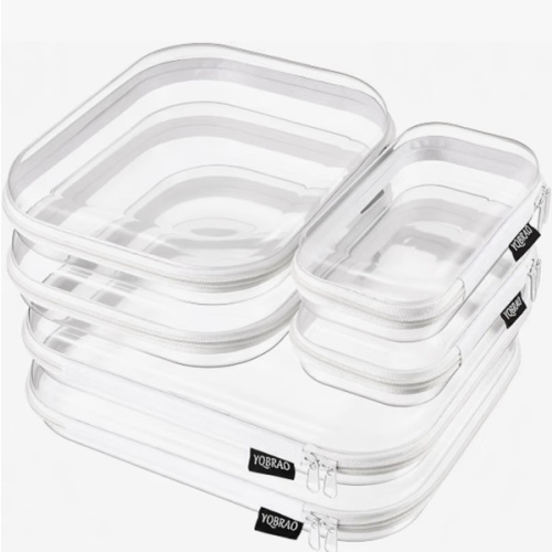 Clear Hard Shell Zipper Cases, Diaper Bag Organizer, 2L 2M 2S, White
