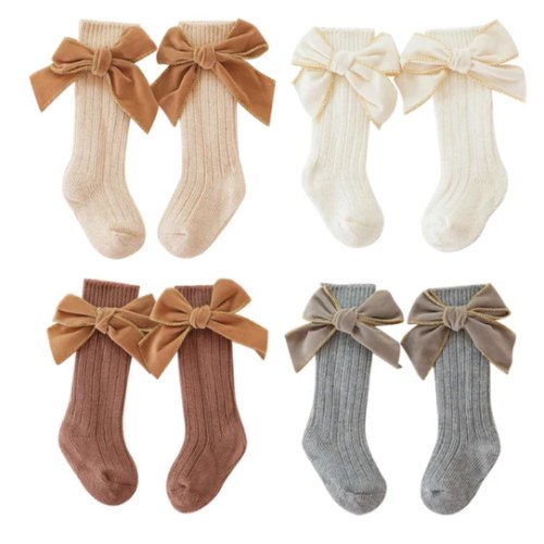 MARY Velvet Bow Socks - Hazel & Bo