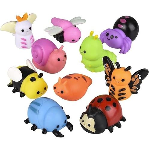 Forest & Twelfth 2" Rubber Bug Toys, Fake Bugs for Kids, Set of 10 Cute Toy Bugs Assortment to Explore Nature's Wonders, Fun Bug Party Favors for Birthdays, Anniversaries, Parties
