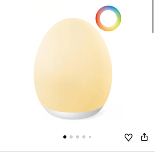 JolyWell Night Light for Kids, Baby Night Light with 7 Colors Changing Mode & Stepless Dimming, Nursery Night Light BPA Free,Rechargeable Egg Night Light for Breastfeeding 1h Timer & Touch Control