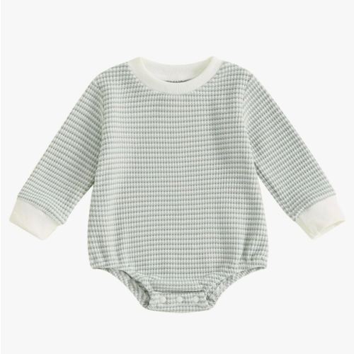 VISGOGO Unisex Baby Boy Girl Romper Waffle Newborn Infant Onesie Clothes Long Sleeve Bubble Oversized Romper Bodysuit Top