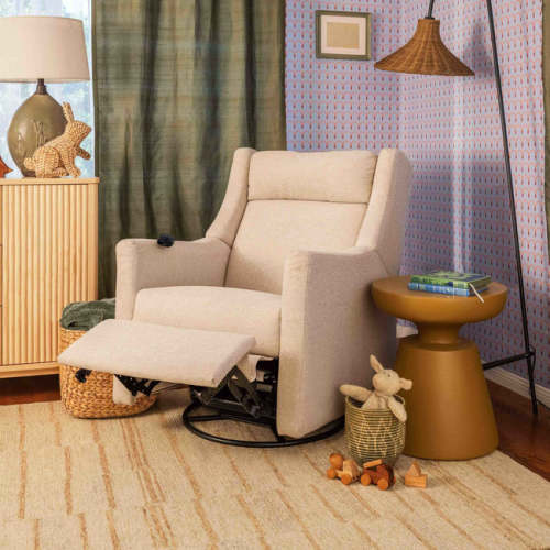 Deluxe Power Recliner and Swivel Glider with Heat and Massage | Color: Performance Beach Eco-Weave