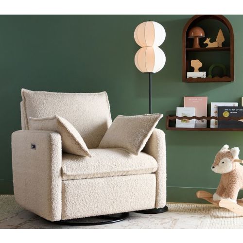Paxton Pillow Power Recliner Performance Textured Chenille Aqua