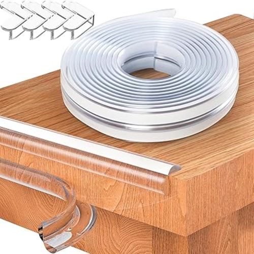 Baby Proofing Edge Corner Guards,16.4FT Child Safety Furniture Bumper, Clear Edge Protector Strip, Table Corner Protector to Cover Sharp Furniture,16.4ft Table Edges4 Corners, White Clear