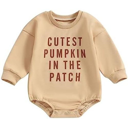 FYBITBO Newborn Halloween Outfit Girl Boy Spooky Season Romper Bubble Sweatshirt Bodysuit Fall Halloween Baby Clothes