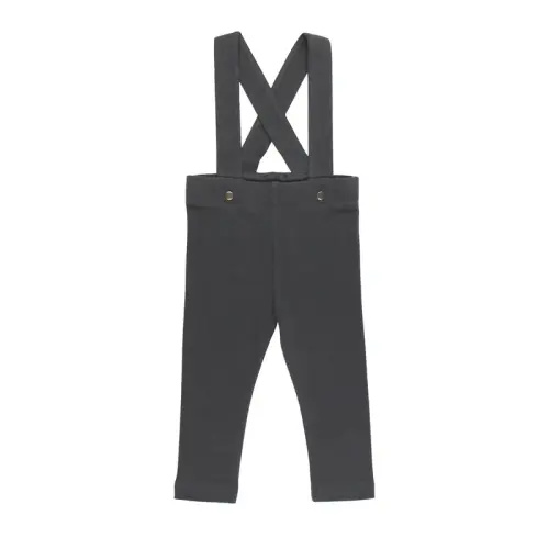 Charcoal | Organic Suspender Pant 6-9m
