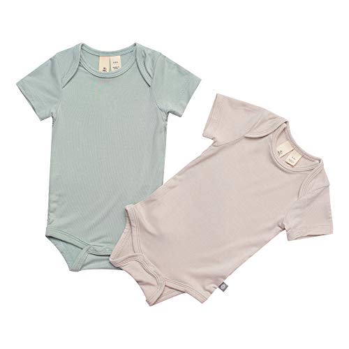 9-12M KYTE BABY Unisex Bodysuits, 2-Pack Short Sleeve Baby Bodysuits, 97% Rayon made from Bamboo, 3% Spandex
