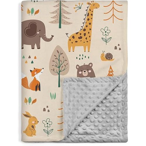 SANDJEST Woodland Animal Blanket - 30 x 40 Kids Minky Blankets for Boys Girls - Gifts for Birthday Christmas - Nursery Bedroom Decor